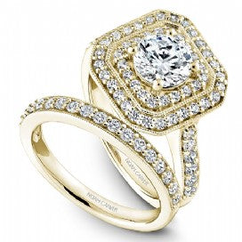 Yellow Gold Double Halo Wedding Set