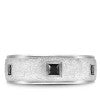 Textured Mens Wedding Band with Black Diamonds in White Gold