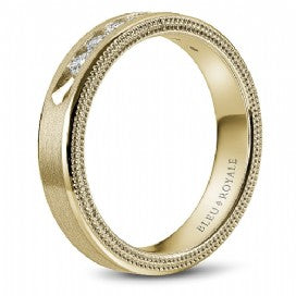 Mens Diamond Channel set wedding bands with Mil-Grain