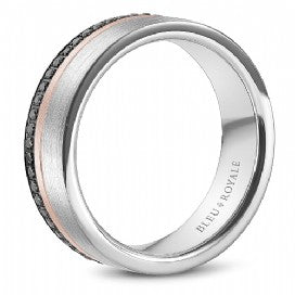 Men's Two-Tone Wedding Band With Black Diamonds RYL-070RWBD7