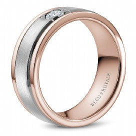 Bleu Royale Two-Tone Men's Diamond Wedding Band RYL-084WRD8