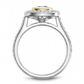 Shared Prong Halo Engagement Ring R040-03WYM