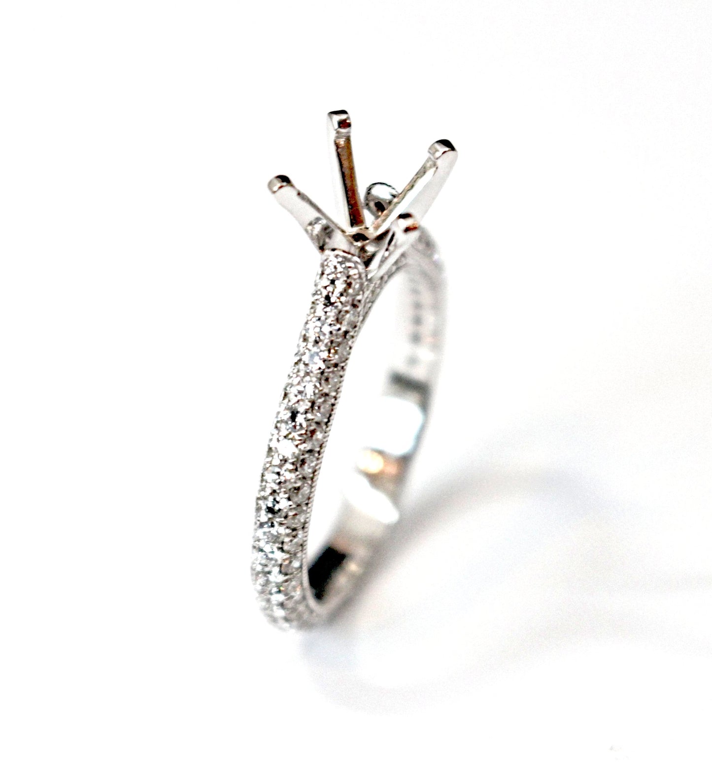 Diamondaire Diamond Pave Engagement Ring in 14kt White Gold