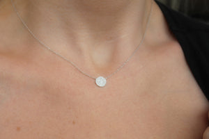 Round Diamond Pave Disc Necklace