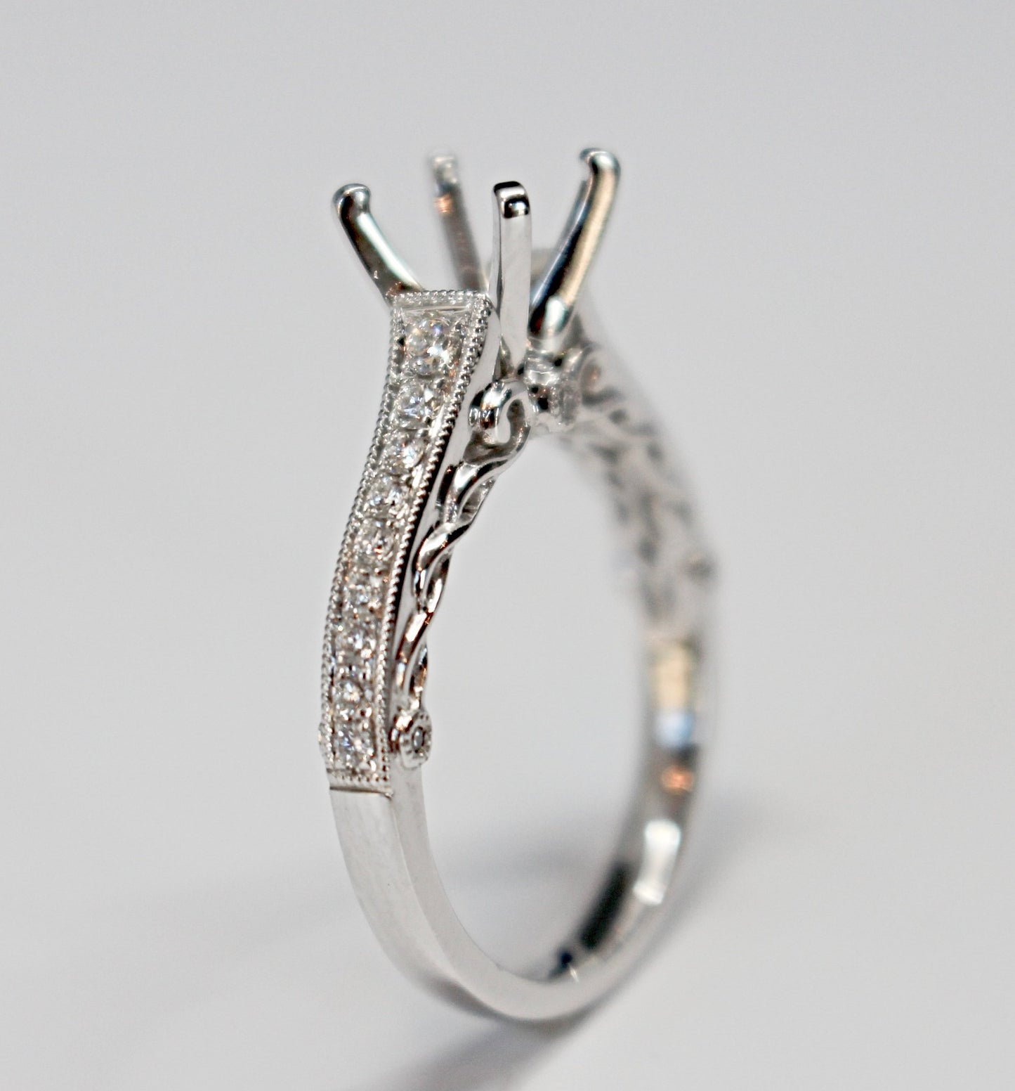 Diamondaire Side Braid Diamond Engagement Ring