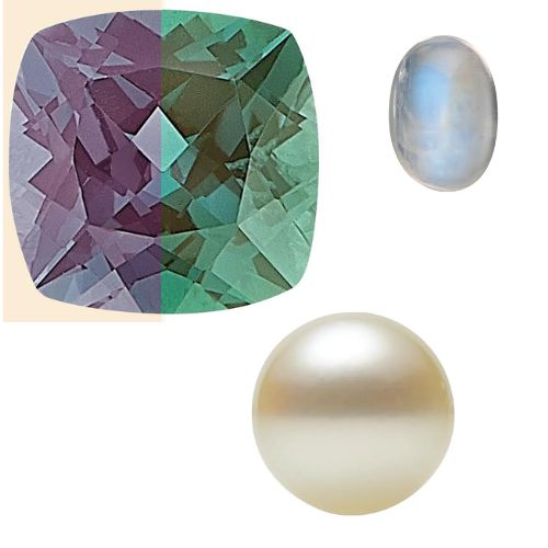 Alexandrite, Pearl, and Moonstone - June Birthstones
