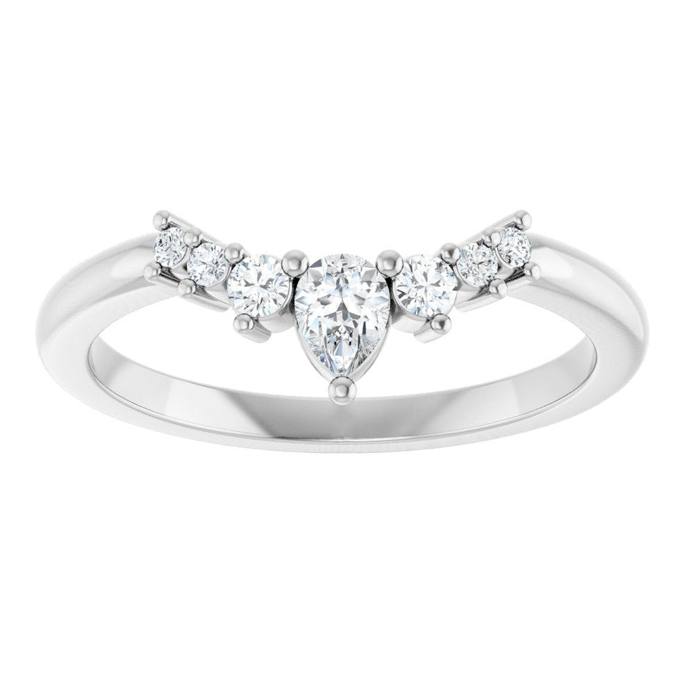 Pear Cut Diamond Curved Wedding Band