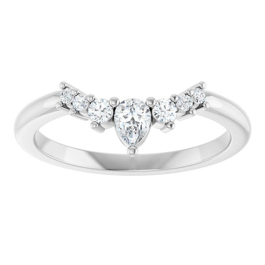 Pear Cut Diamond Curved Wedding Band