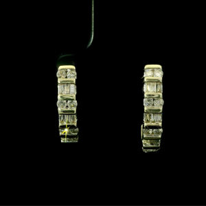 Diamond J Bar Set Earrings in 14k Yellow Gold