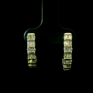 Diamond J Bar Set Earrings in 14k Yellow Gold