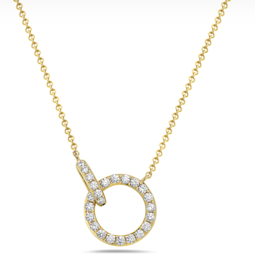 Interlocking Diamond Circle Necklace in Solid 14kt Gold