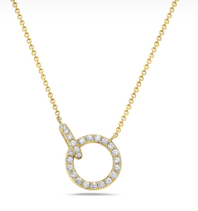 Interlocking Diamond Circle Necklace in Solid 14kt Gold