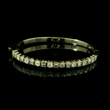 Solid 14K Yellow Gold Diamond Bangle – Bar Set with Round & Baguette Diamonds