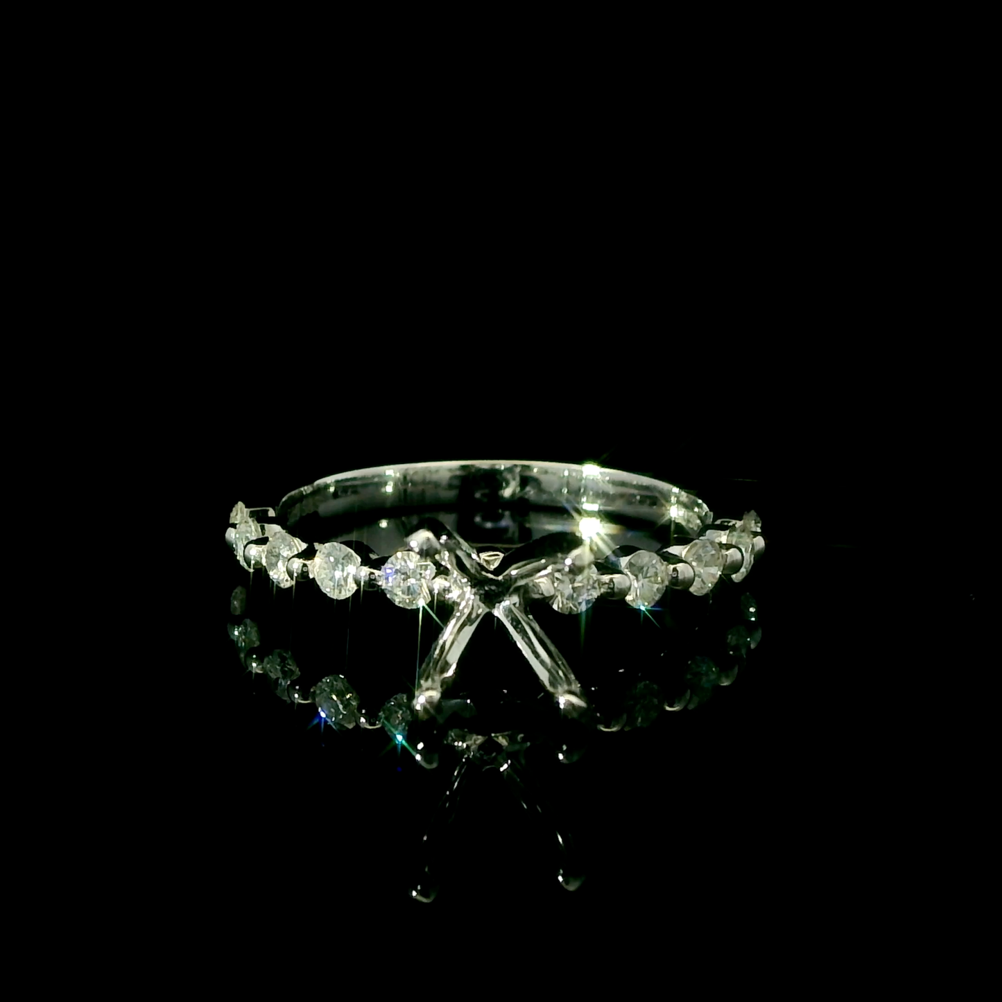 Diamond Single Shared Prong Engagement Ring Setting