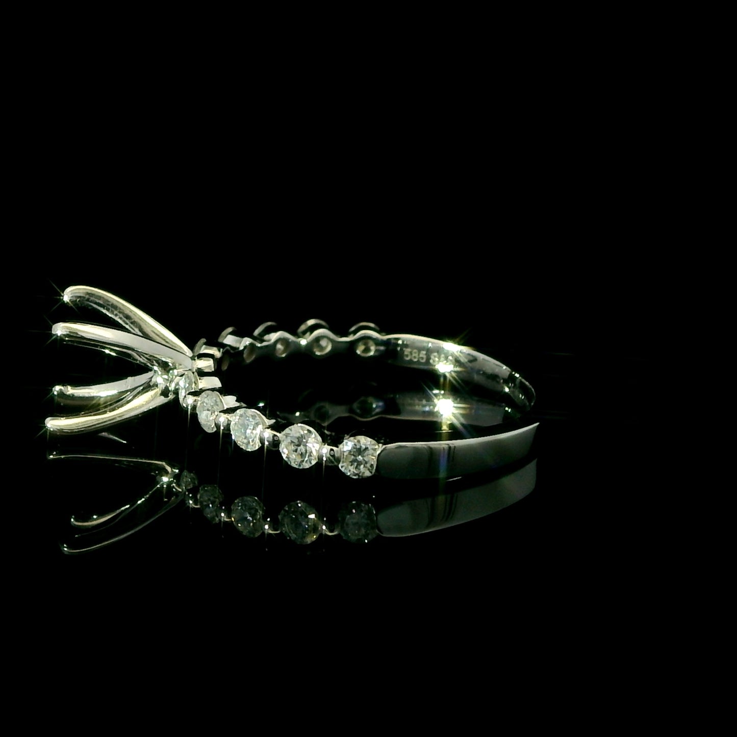 Diamond Single Shared Prong Engagement Ring Setting