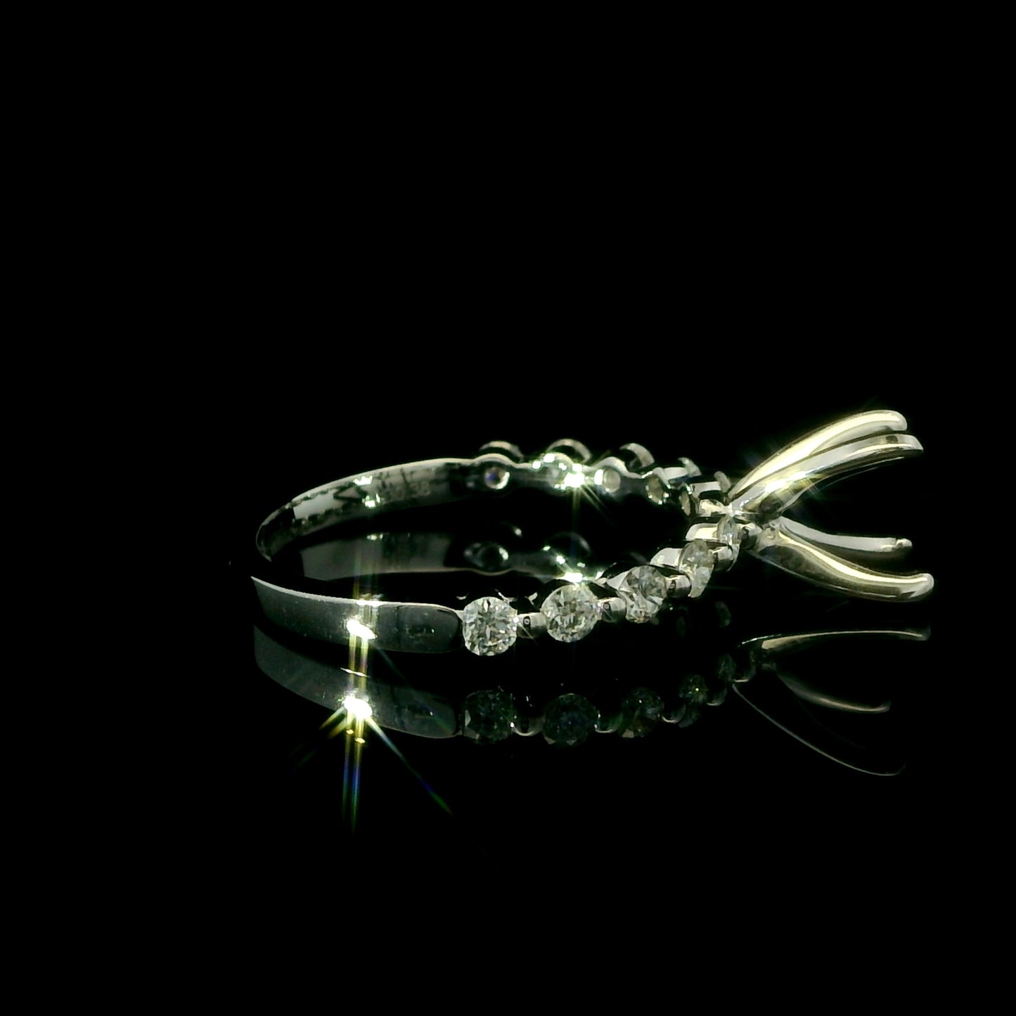 Diamond Single Shared Prong Engagement Ring Setting