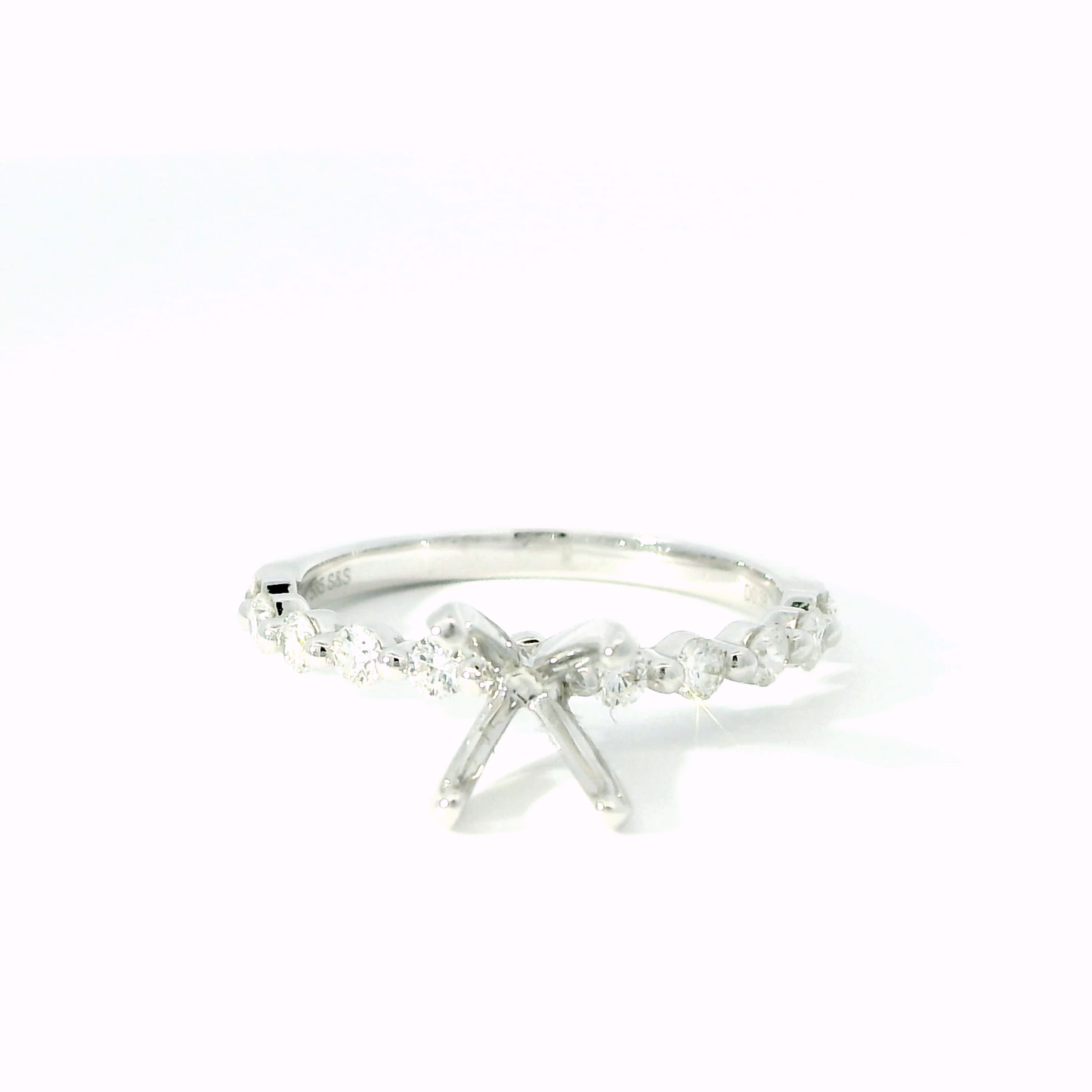 Diamond Single Shared Prong Engagement Ring Setting