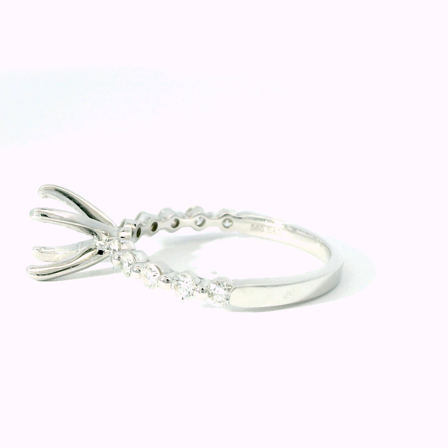 Diamond Single Shared Prong Engagement Ring Setting