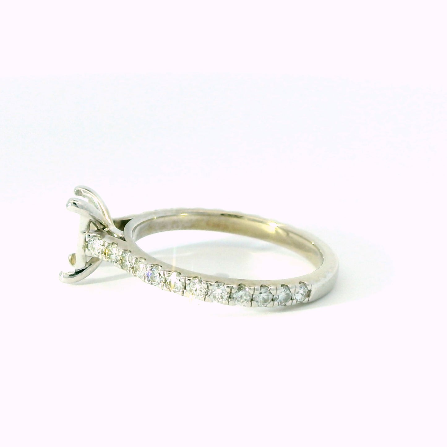 14K White Shared Prong Band Diamond Engagement Ring Setting