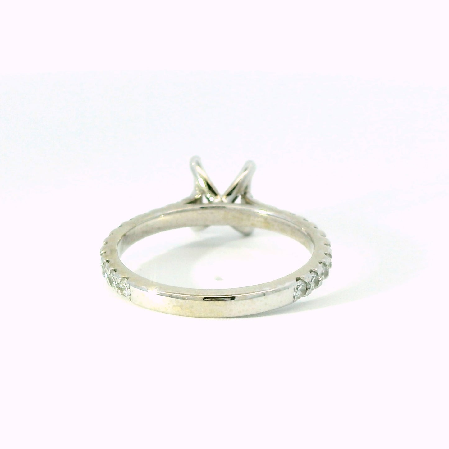 14K White Shared Prong Band Diamond Engagement Ring Setting