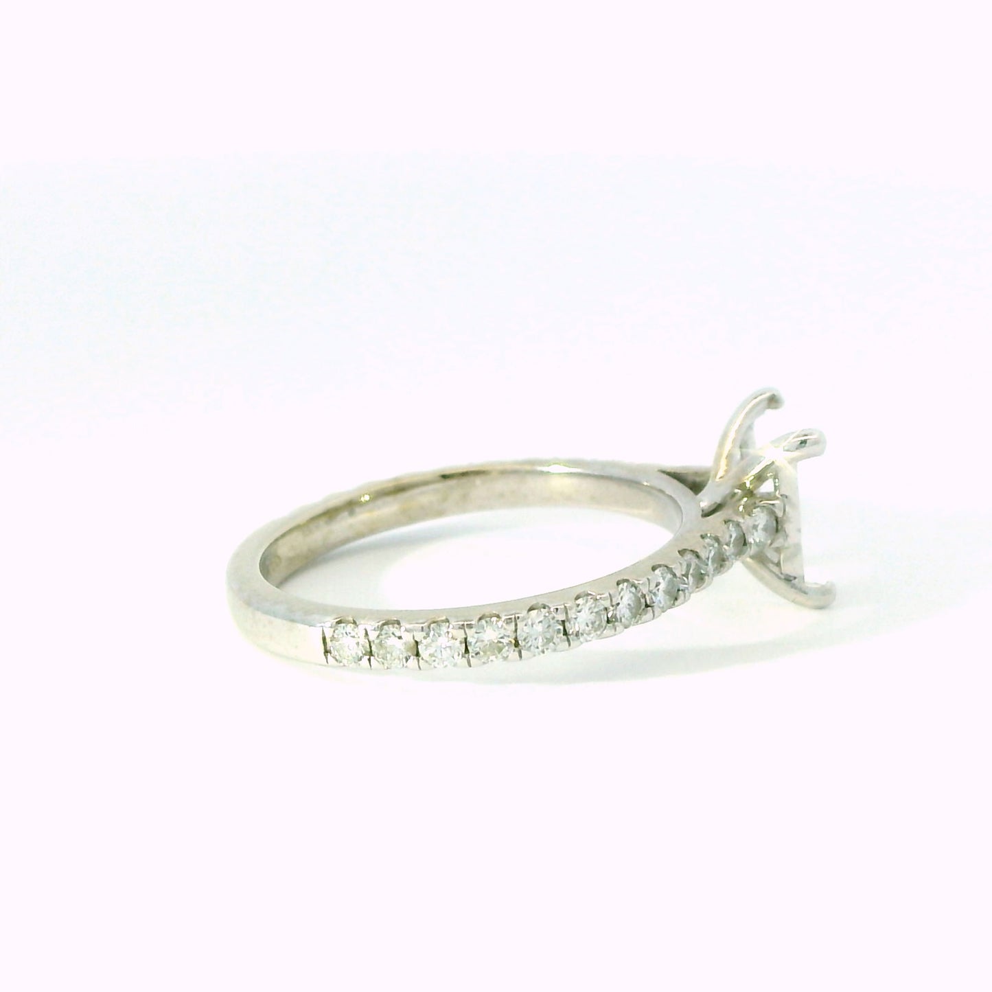 14K White Shared Prong Band Diamond Engagement Ring Setting