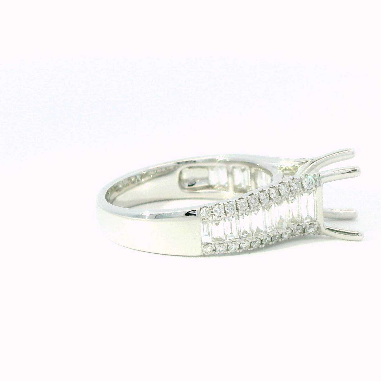 Baguette and Round Diamond Semi-Mount Engagement Ring