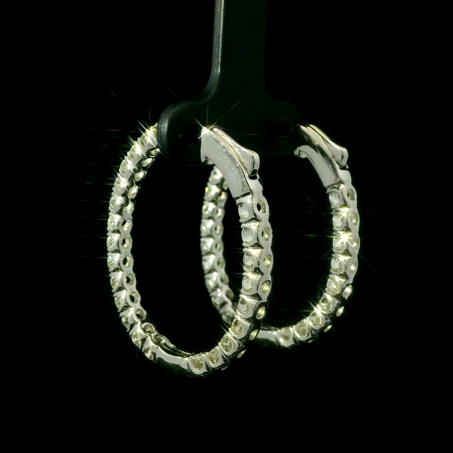 White Gold Inside-Out Diamond Hoop Earrings