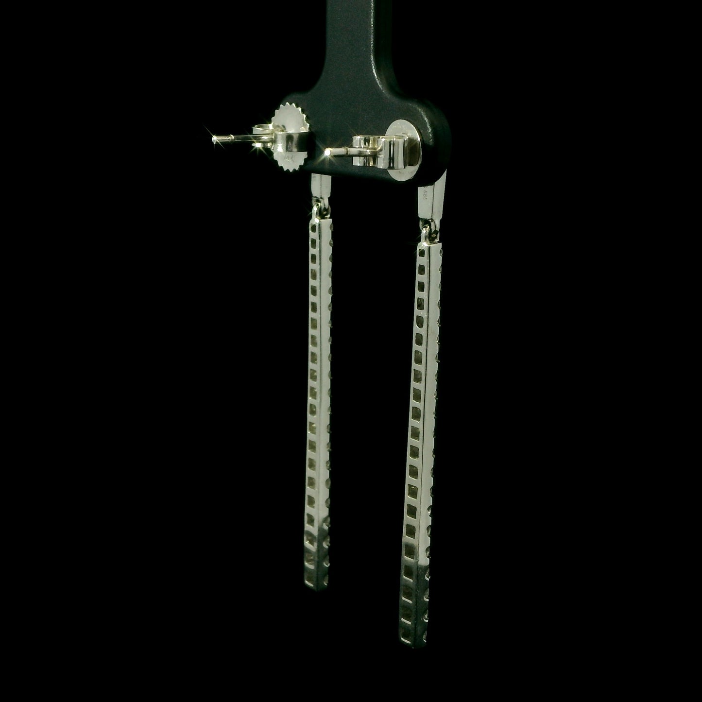 Diamond Line Drop Earrings