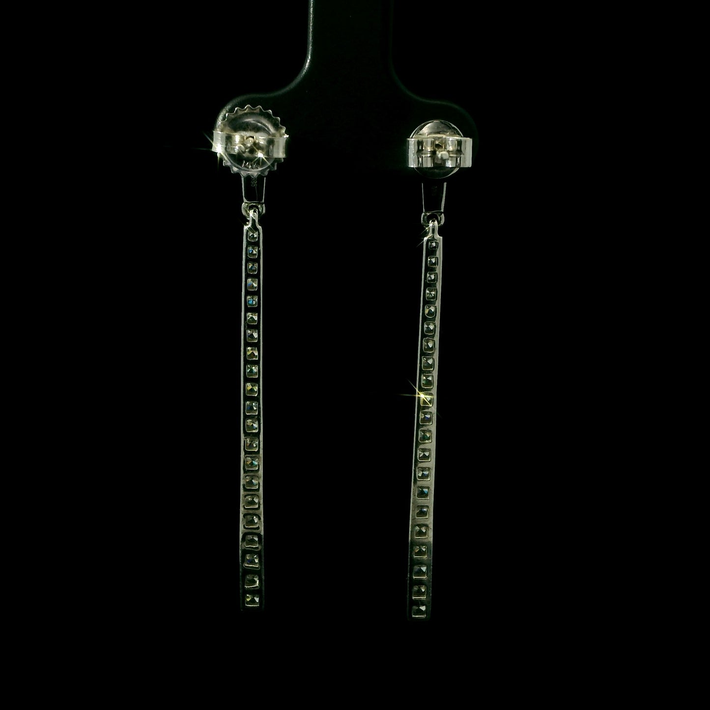 Diamond Line Drop Earrings