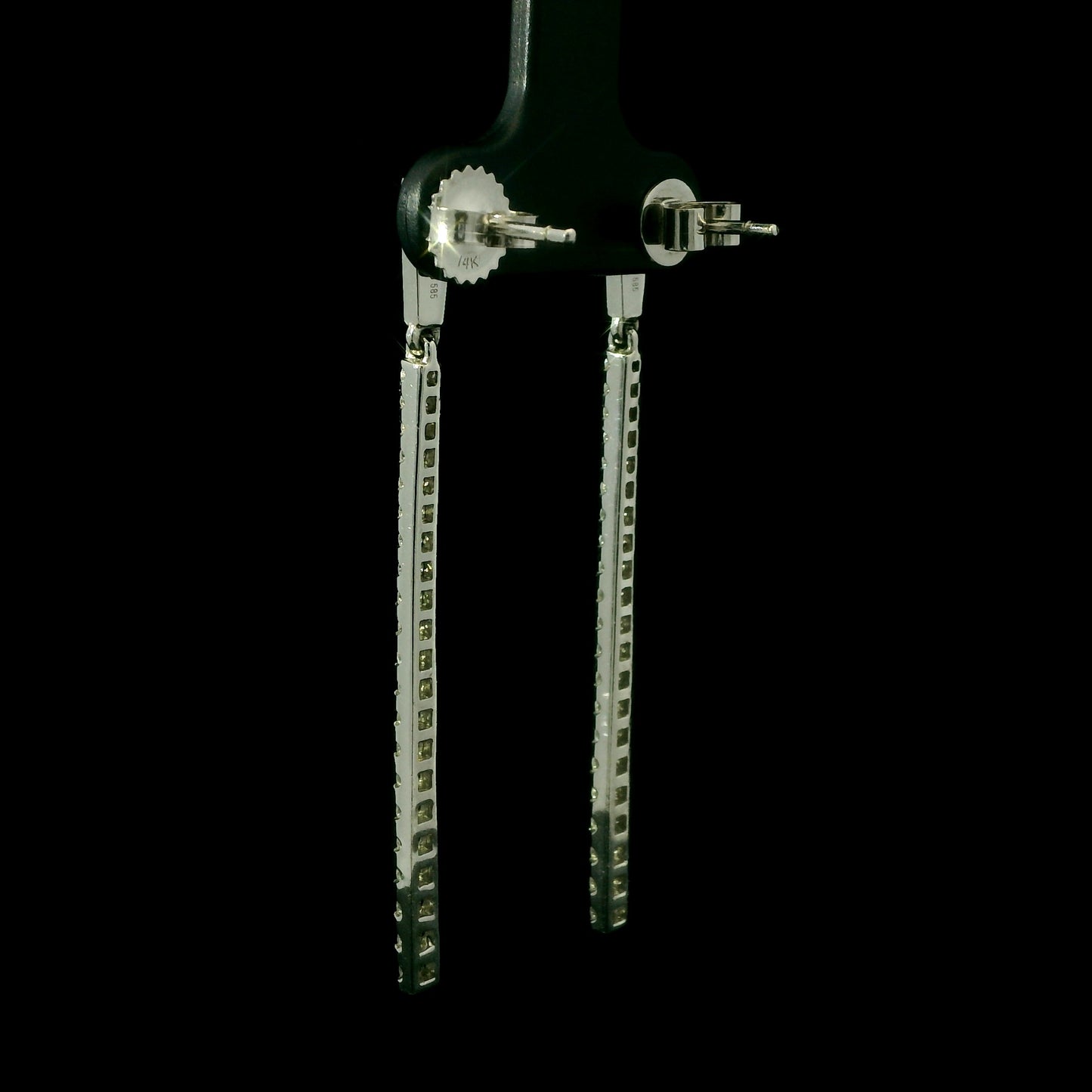 Diamond Line Drop Earrings