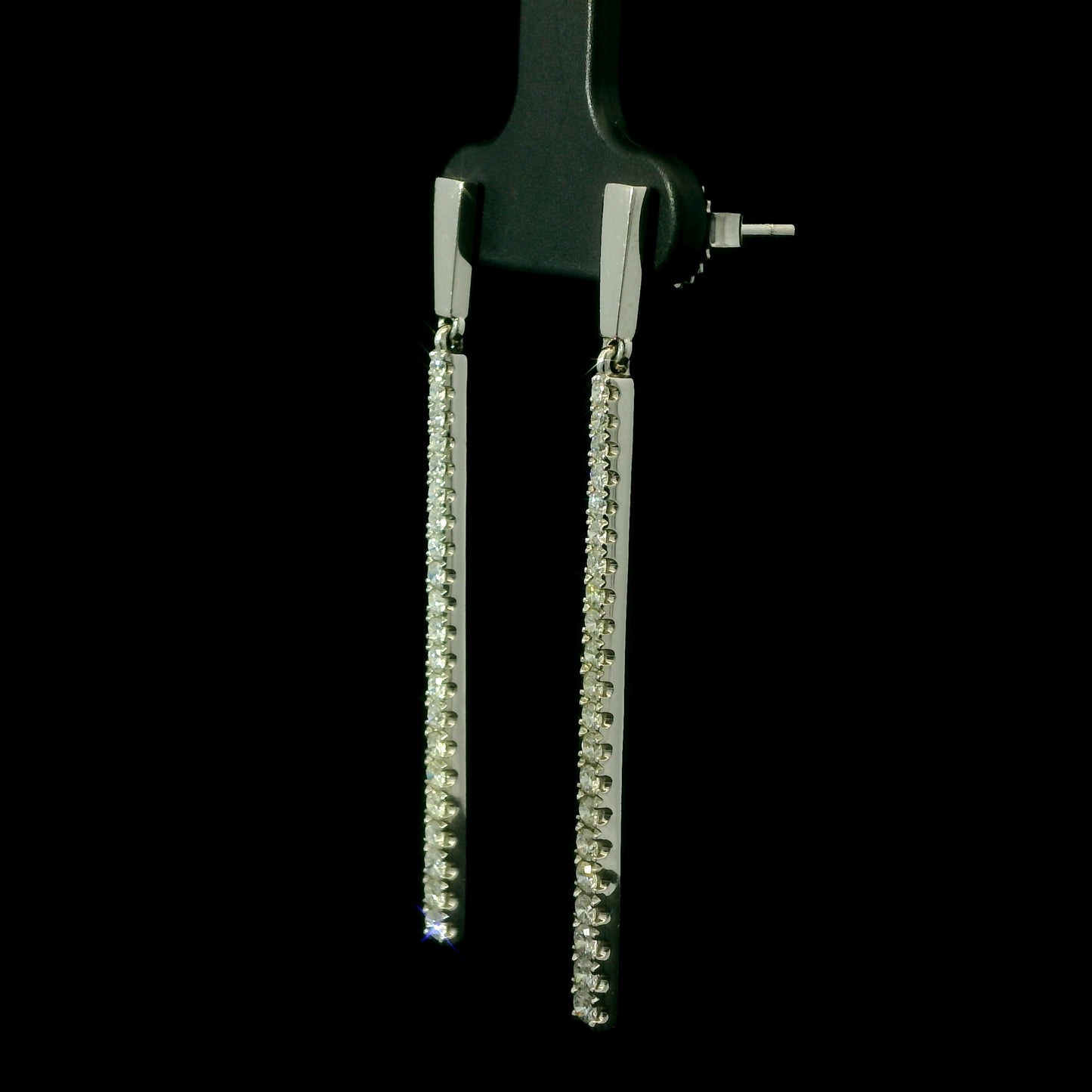 Diamond Line Drop Earrings