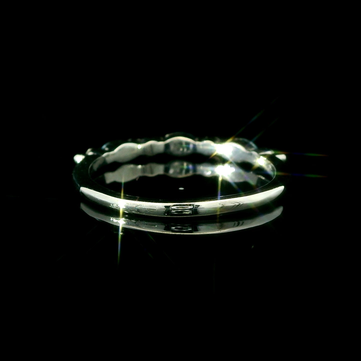 14K White Gold Aquamarine & Diamond Band