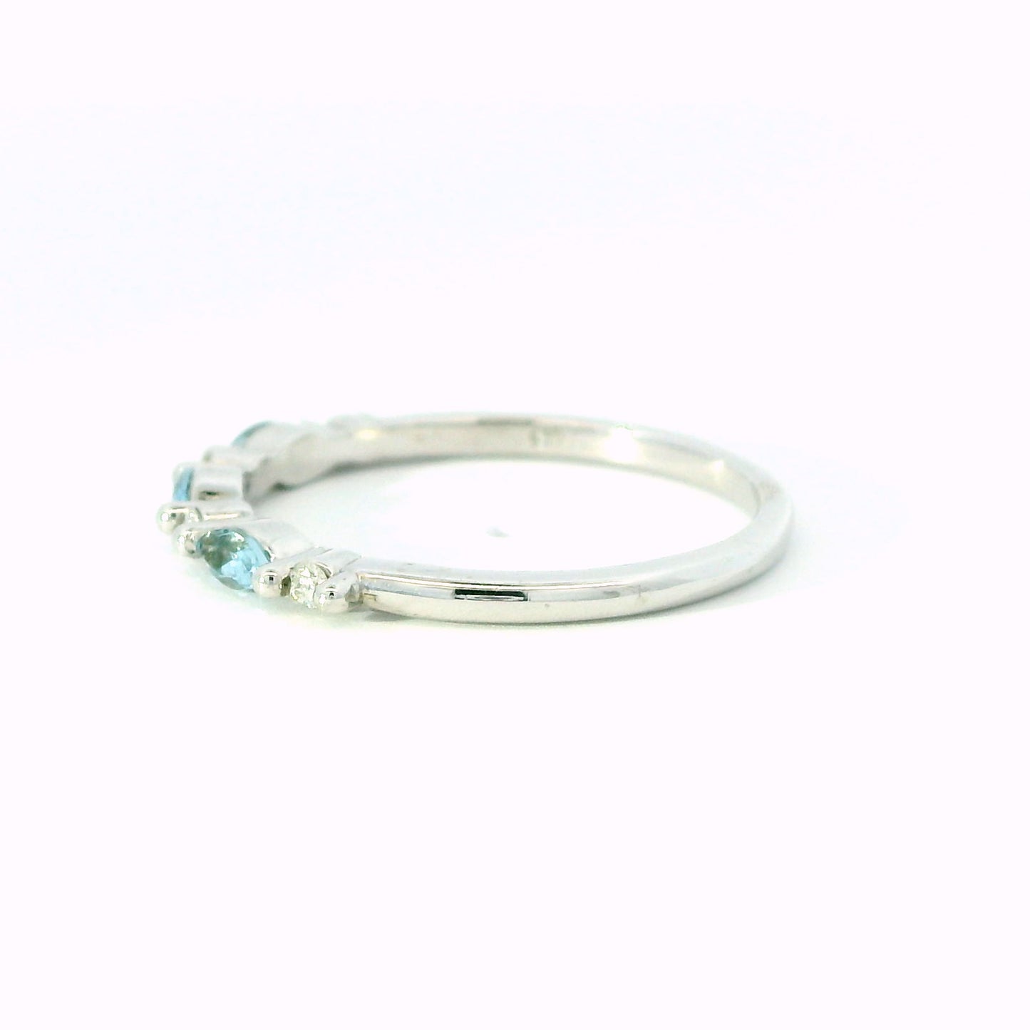 14K White Gold Aquamarine & Diamond Band