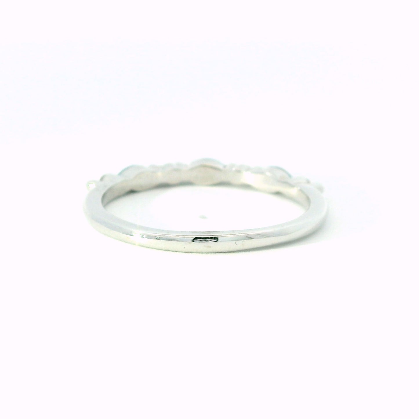 14K White Gold Aquamarine & Diamond Band