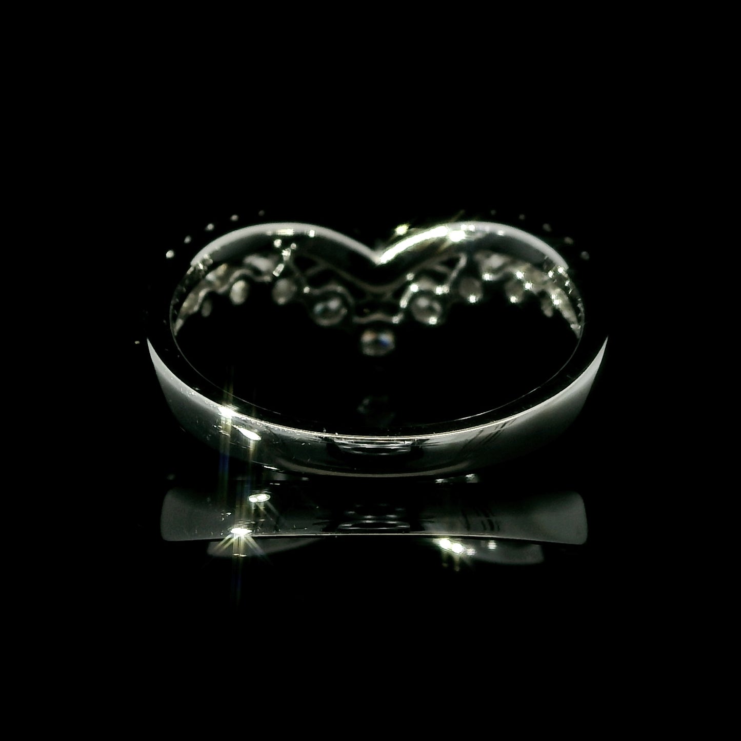 Double Row Diamond V-Band Chevron Ring