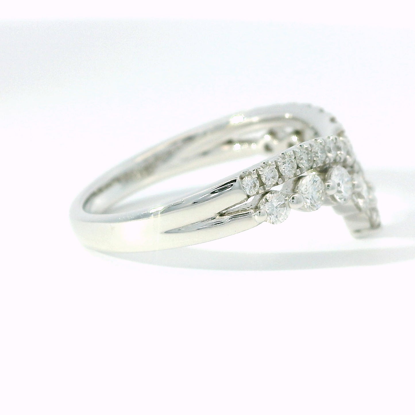 Double Row Diamond V-Band Chevron Ring