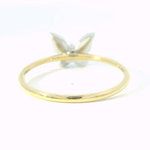 14k Gold Diamond Butterfly Ring – Two-Tone White & Yellow Gold