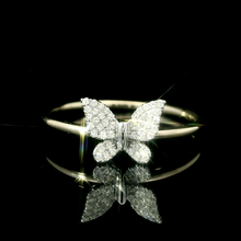 14k Gold Diamond Butterfly Ring – Two-Tone White & Yellow Gold