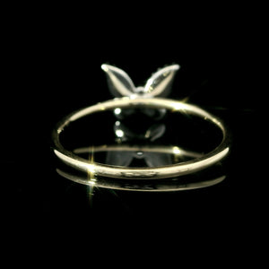 14k Gold Diamond Butterfly Ring – Two-Tone White & Yellow Gold