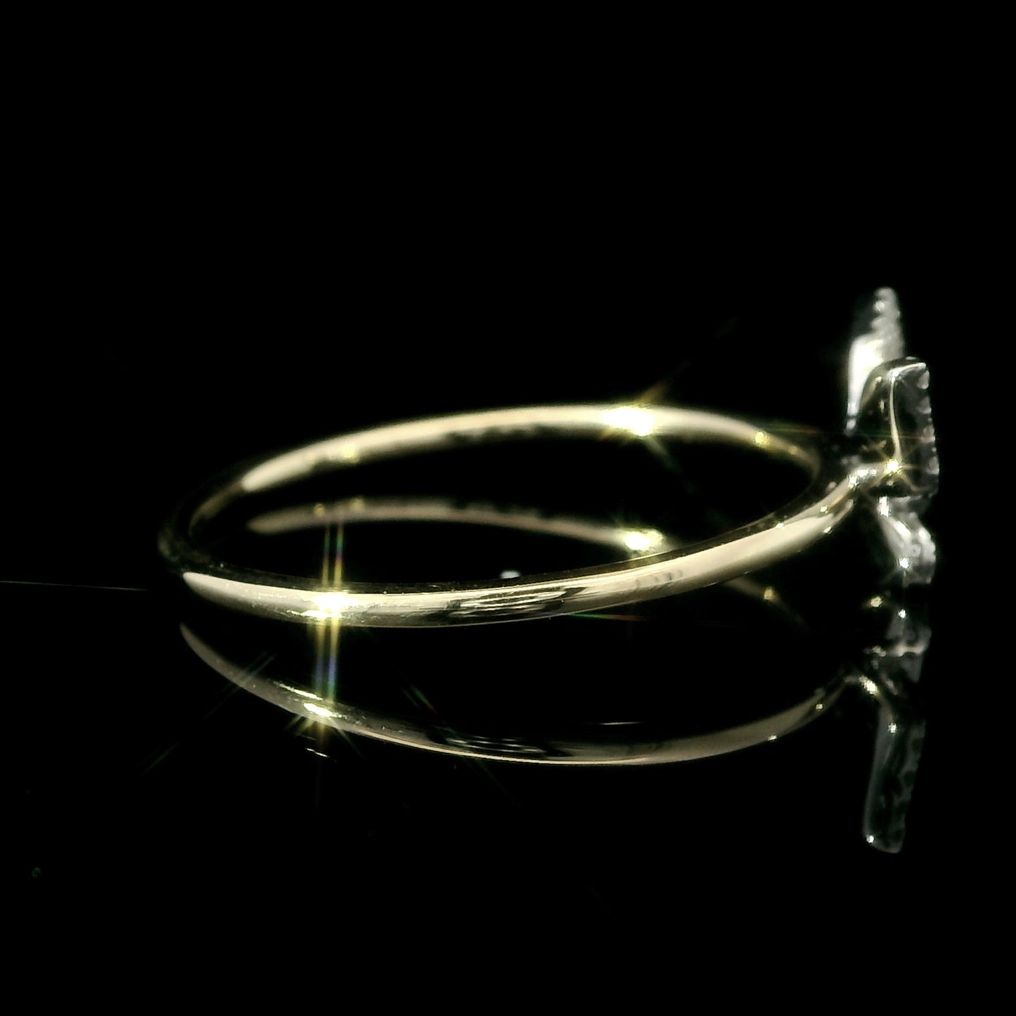 14k Gold Diamond Butterfly Ring – Two-Tone White & Yellow Gold
