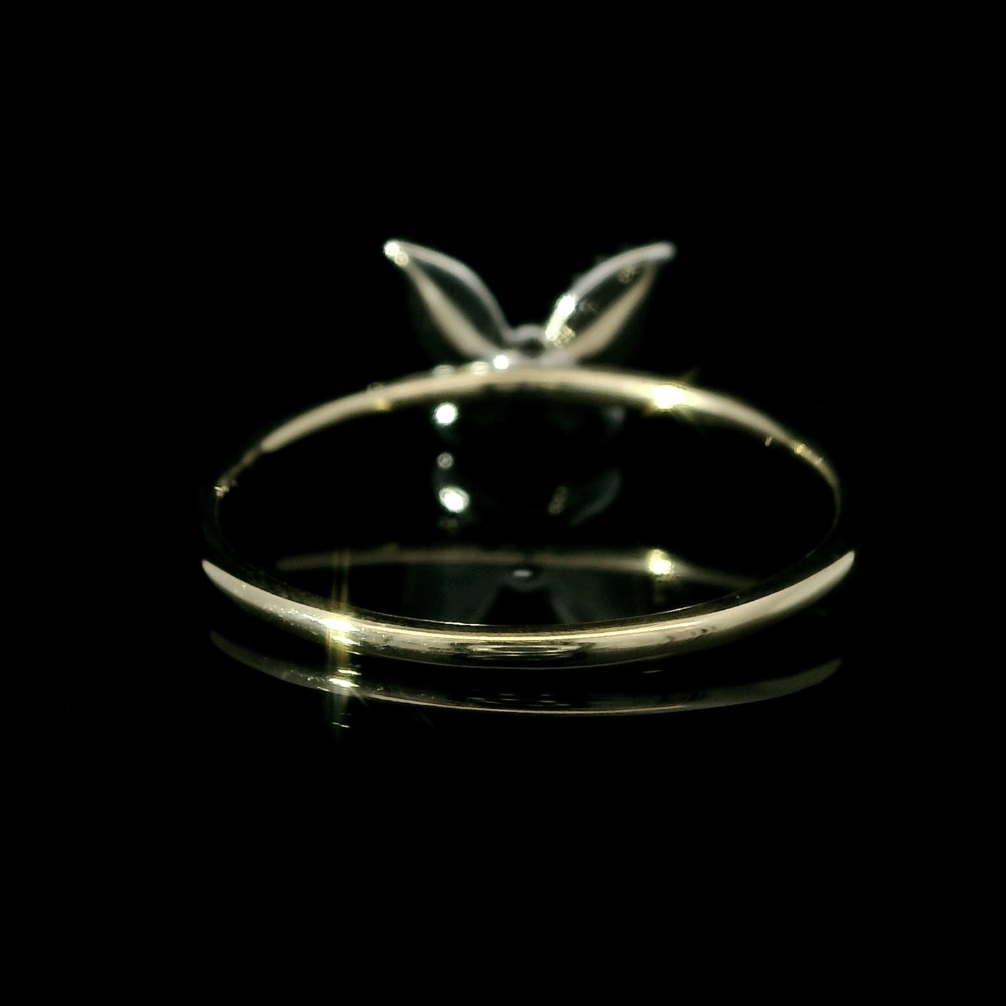 14k Gold Diamond Butterfly Ring – Two-Tone White & Yellow Gold