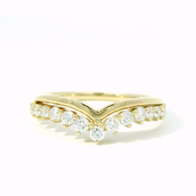14K Yellow Gold Chevron Diamond Wedding Band – Natural Diamond V-Shaped Ring