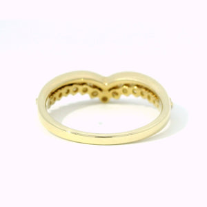14K Yellow Gold Chevron Diamond Wedding Band – Natural Diamond V-Shaped Ring