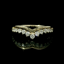 14K Yellow Gold Chevron Diamond Wedding Band – Natural Diamond V-Shaped Ring