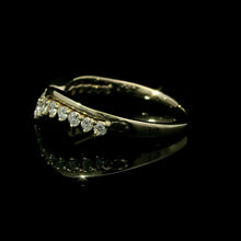 14K Yellow Gold Chevron Diamond Wedding Band – Natural Diamond V-Shaped Ring
