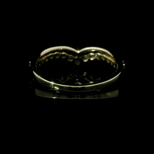14K Yellow Gold Chevron Diamond Wedding Band – Natural Diamond V-Shaped Ring