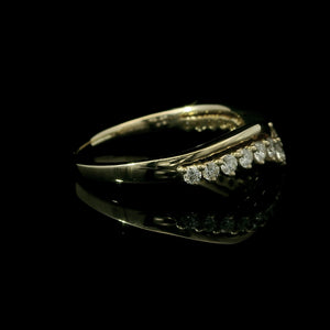 14K Yellow Gold Chevron Diamond Wedding Band – Natural Diamond V-Shaped Ring