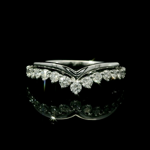 14K Yellow Gold Chevron Diamond Wedding Band – Natural Diamond V-Shaped Ring
