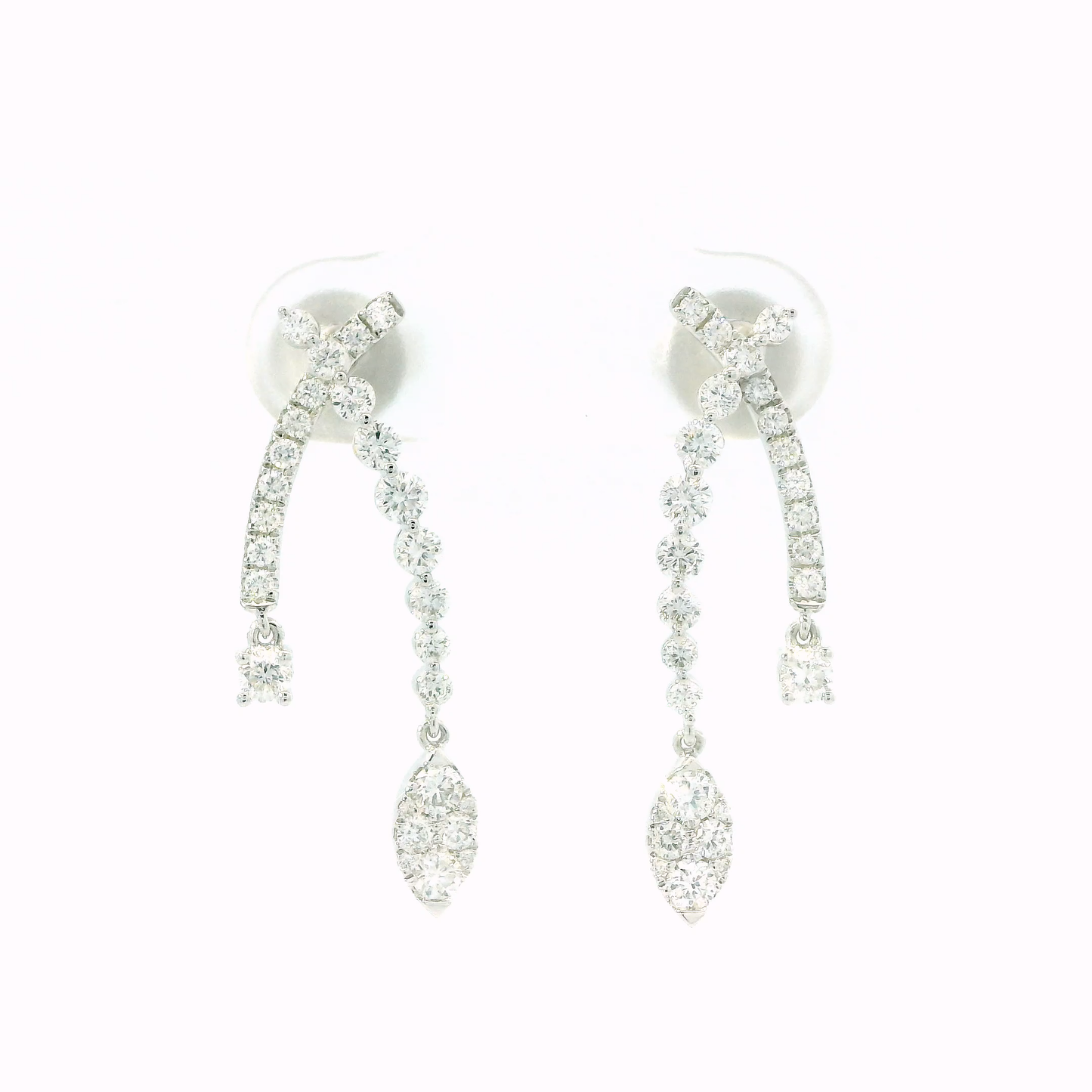 14K Gold Cascading Diamond Drop Earrings