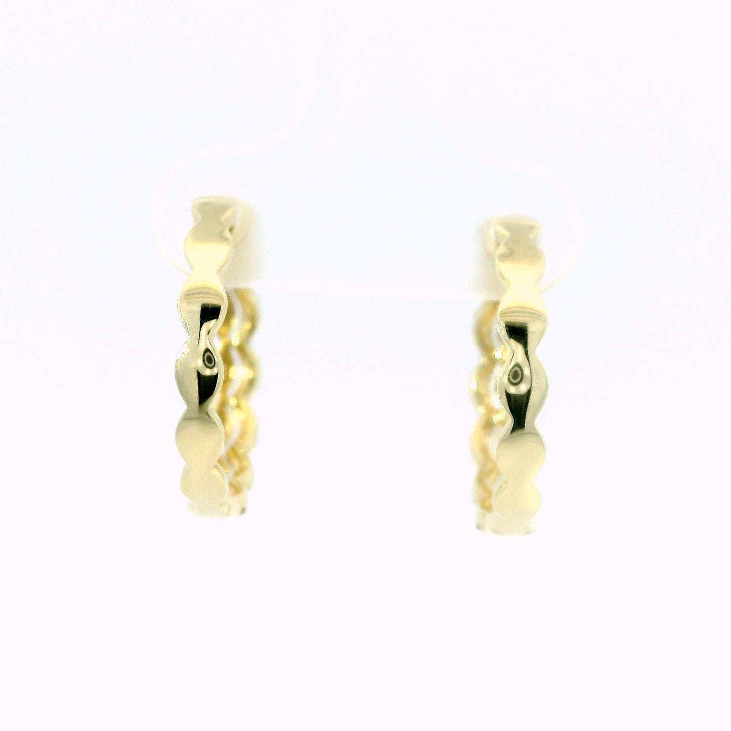 14K Yellow Gold Petal-Edge Diamond Hoop Earrings